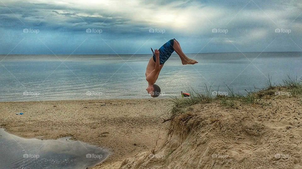 Backflip layout at the beach