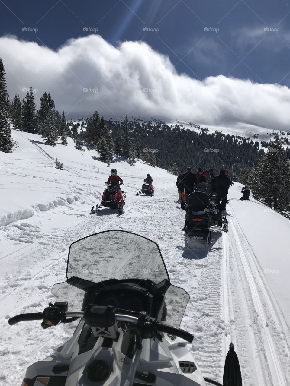 Snowmobiling in the mountains