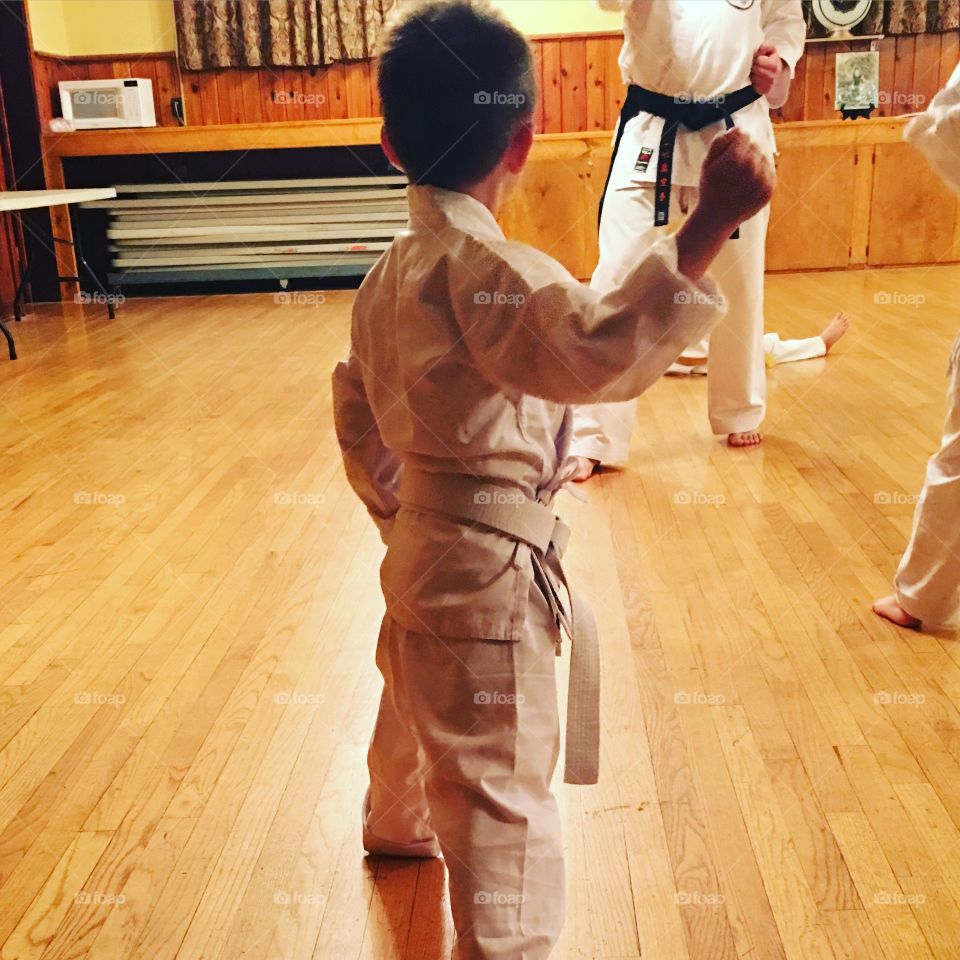Karate . Son taking Karate 