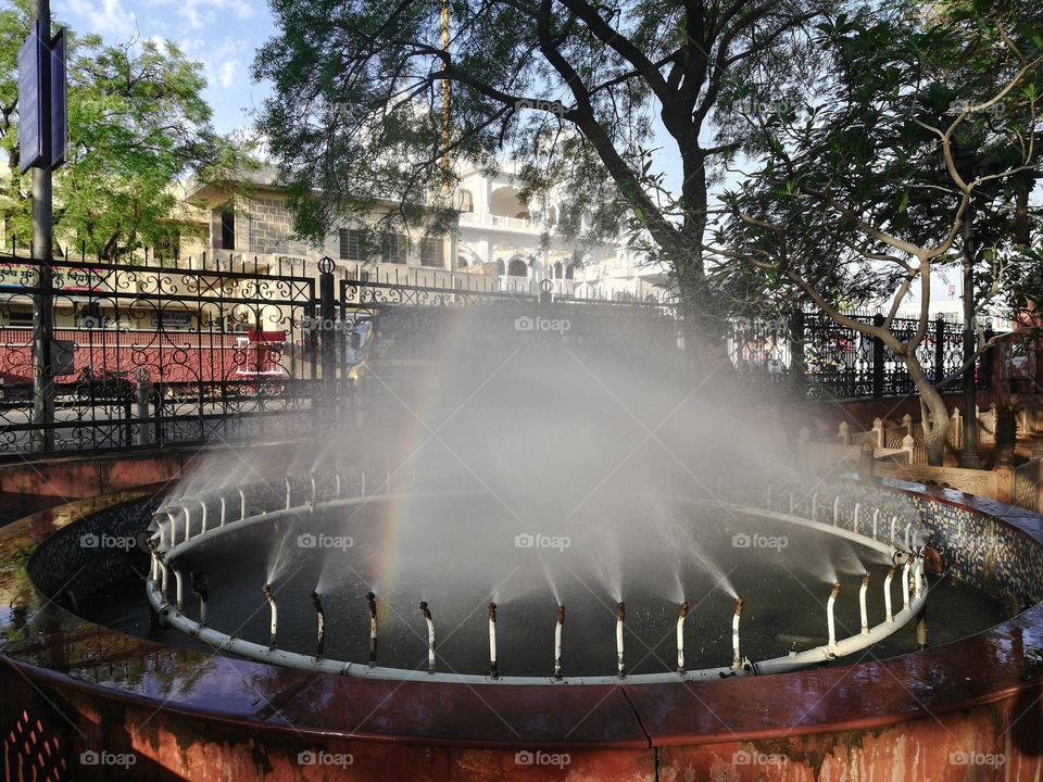 Fountain with rainbow