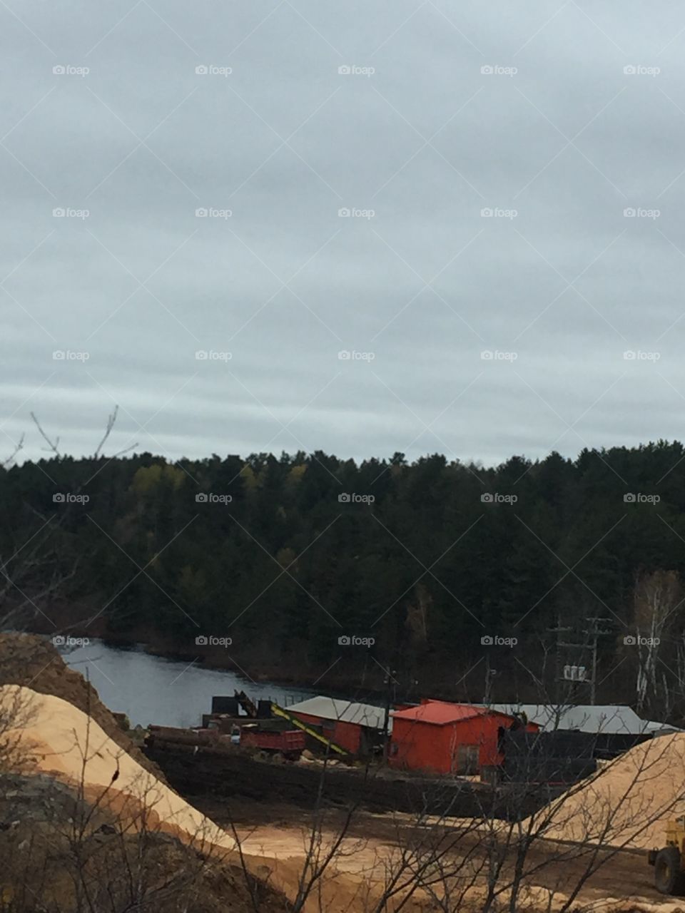 This is a view of the river that Lahaie use to bring the logs down to the mill .