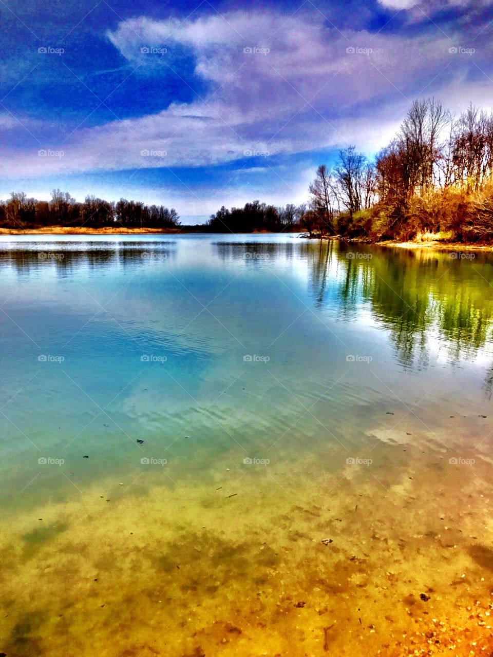 Beautiful lake in summit lake state park in Indiana. 