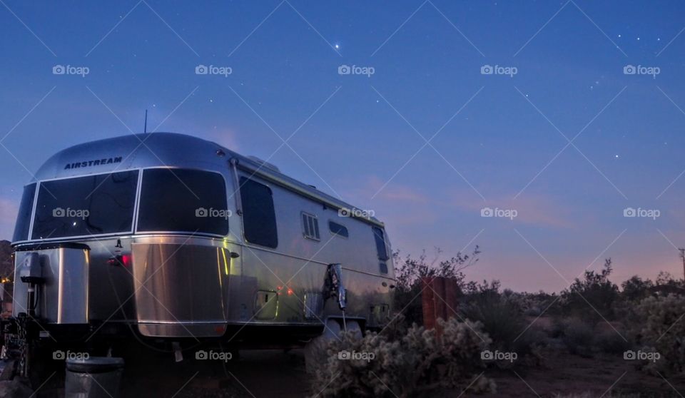 Airstream camping in Texas under the stars