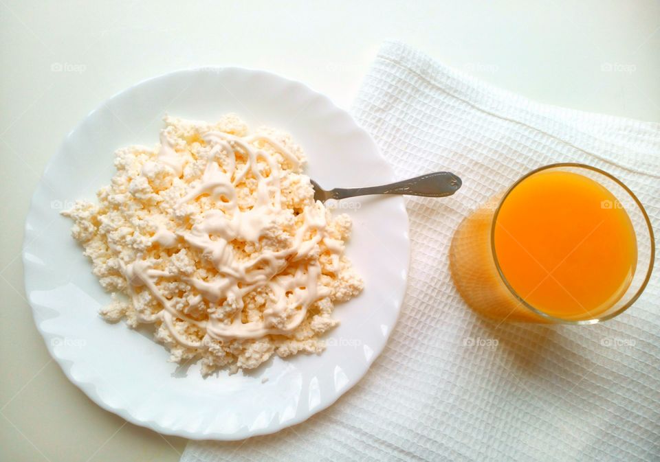 High angle view of healthy breakfast