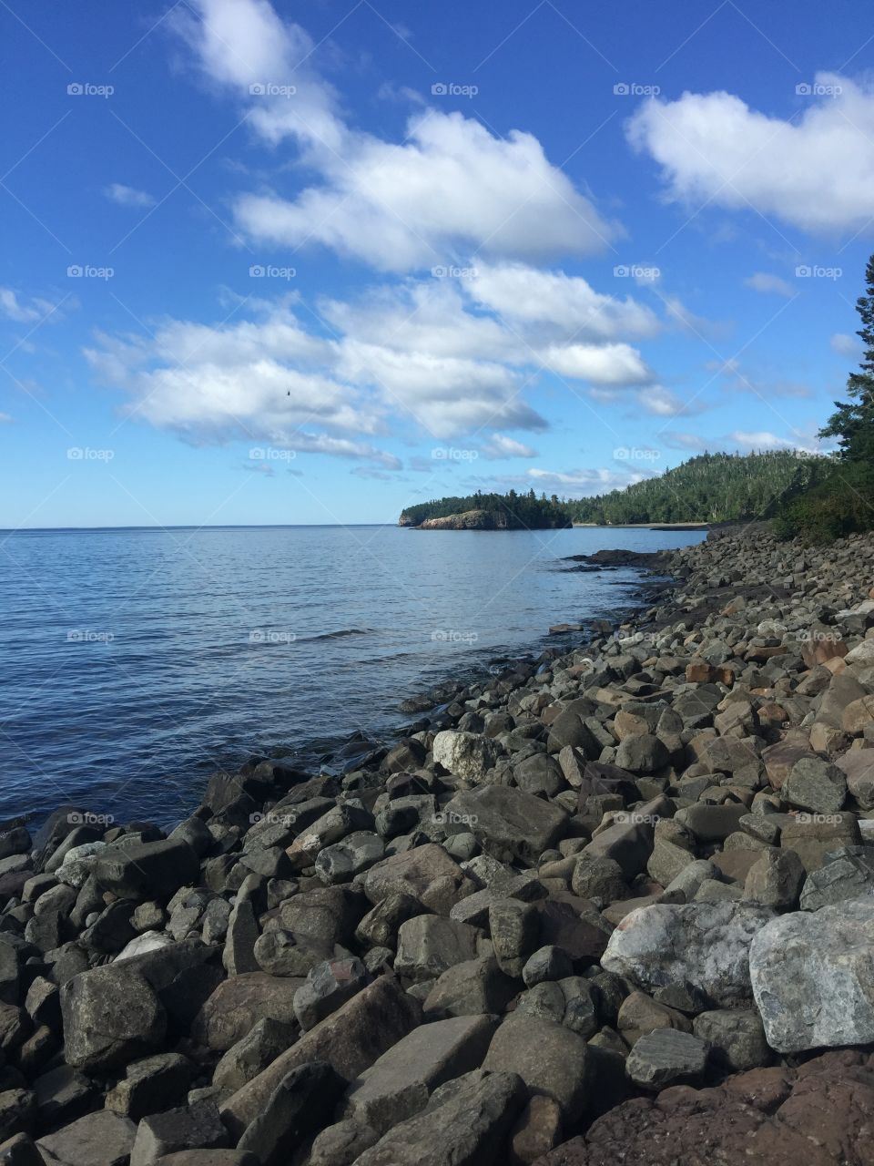 The beautiful Lake Superior on the north shore in Duluth Minnesota. 