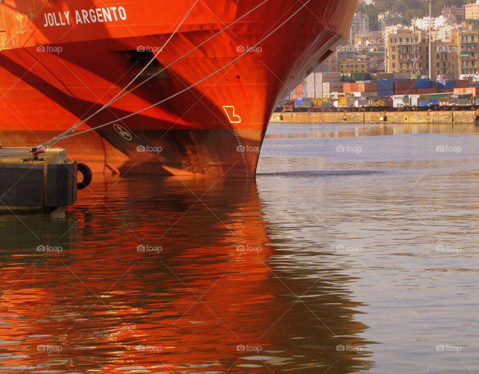 red tanker in the port