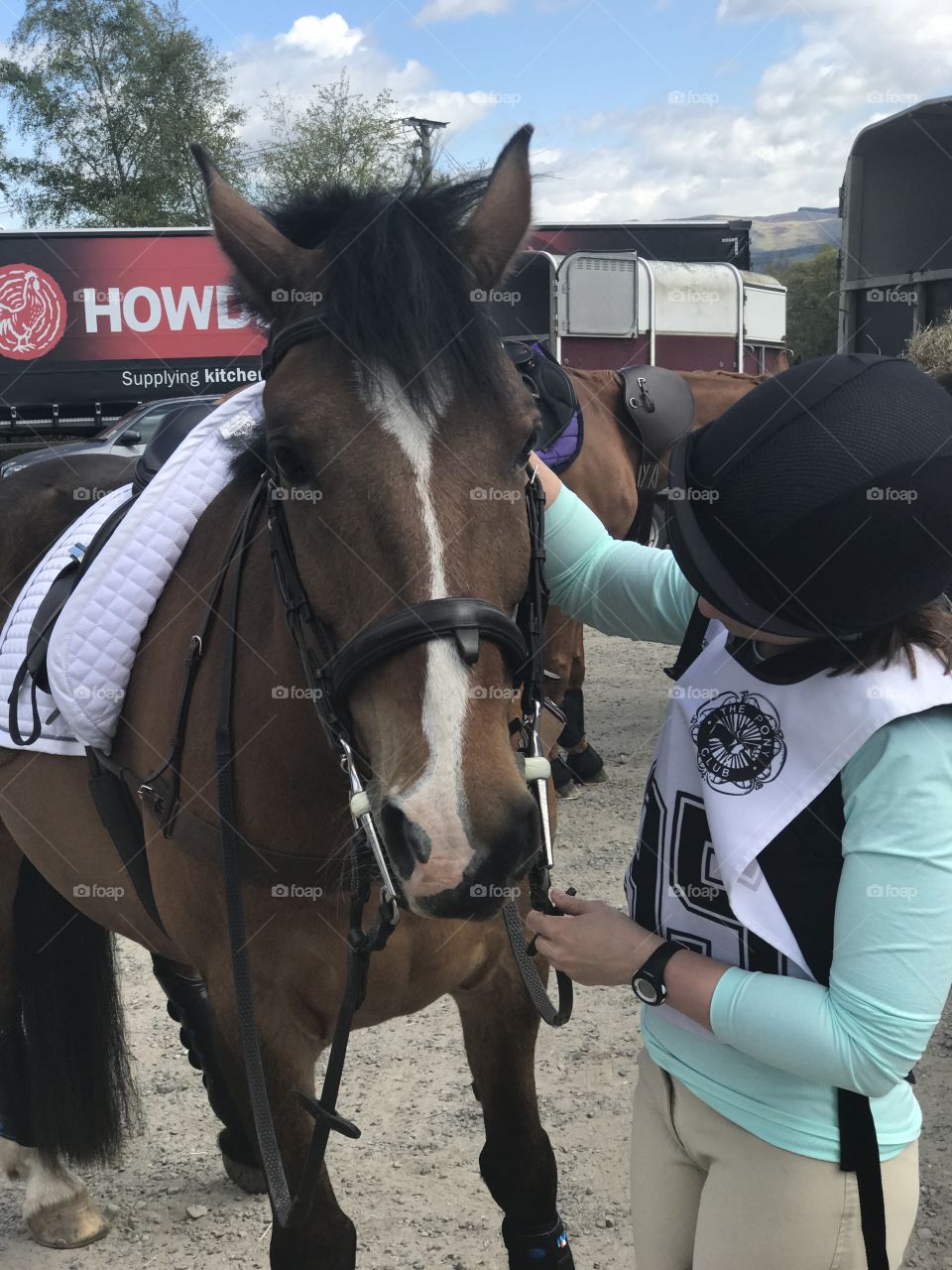 Horse and rider preparing