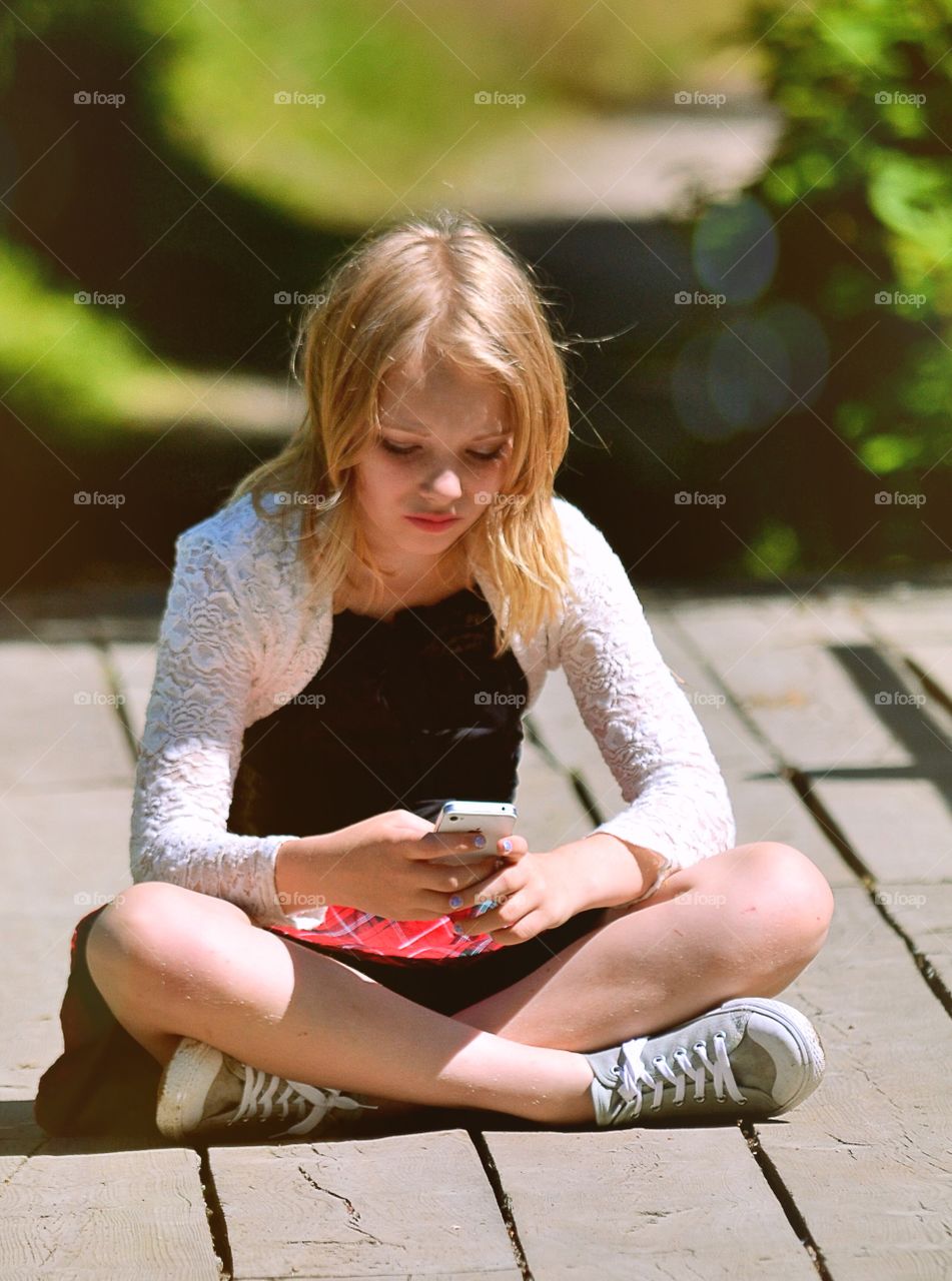 Girl sending sms