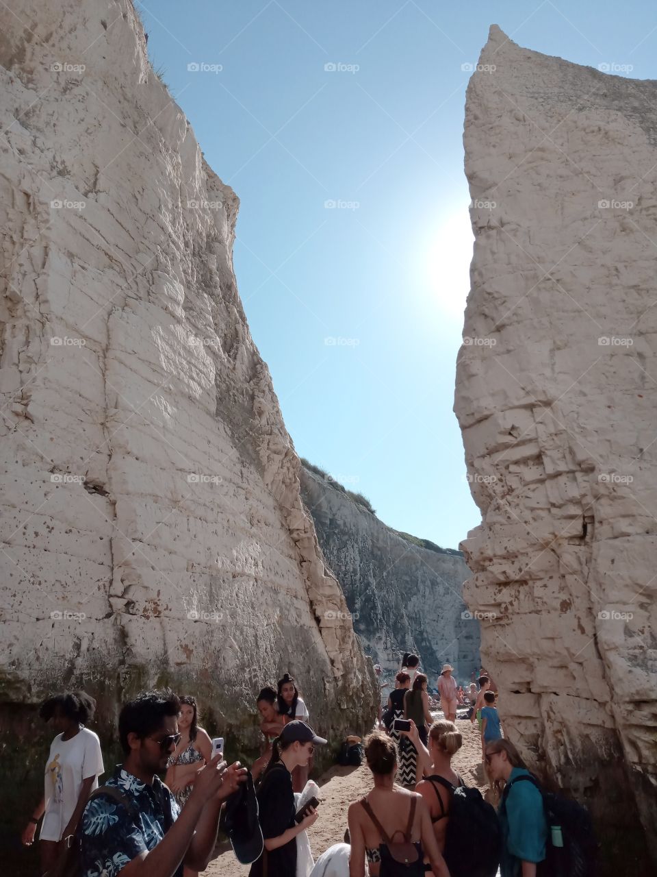 Blue sky, white cliffs