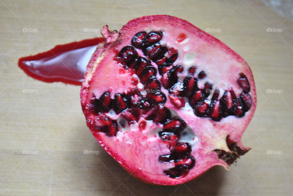 A half of a pomegranate