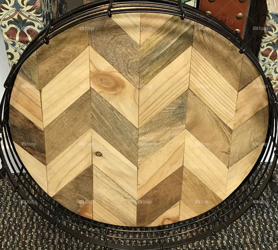 Symmetrical wooden lined tray 