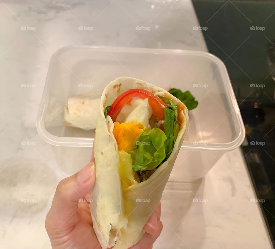 fresh salad egg avocado taco