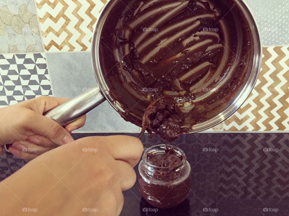 chocolate truffle in pot (brigadeiro) homemade