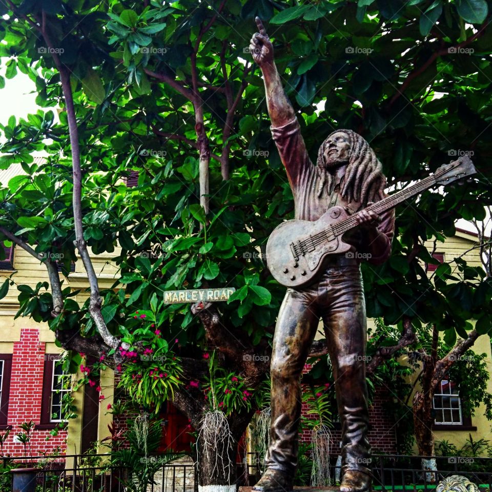 Bob Marley statue at the museum in Kingston, Jamaica