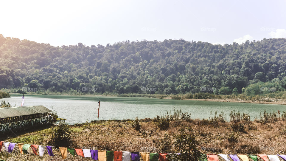 Khecheopalri Lake (heaven of Padmasambhava) in the midst of hill and forest, Gangtok, Northeastern Indian state of Sikkim. India. The wish fulfilling lake for Buddhists and Hindus.