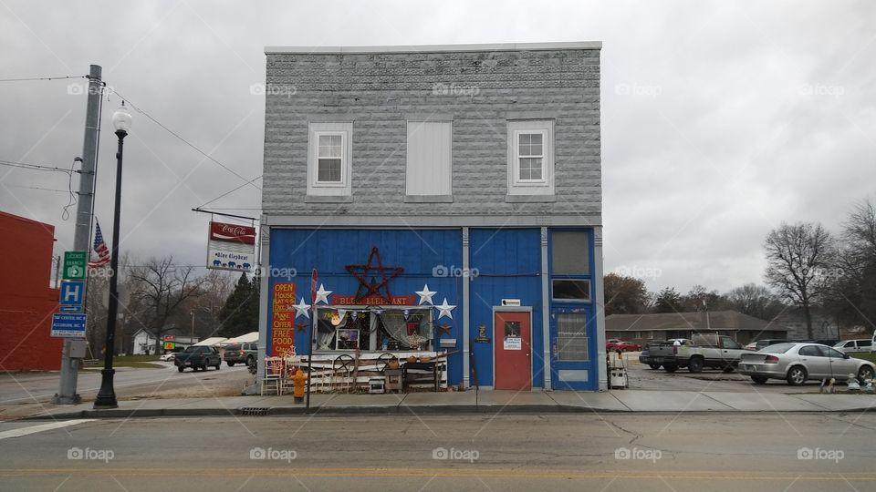Blue and Gray Junk Shop