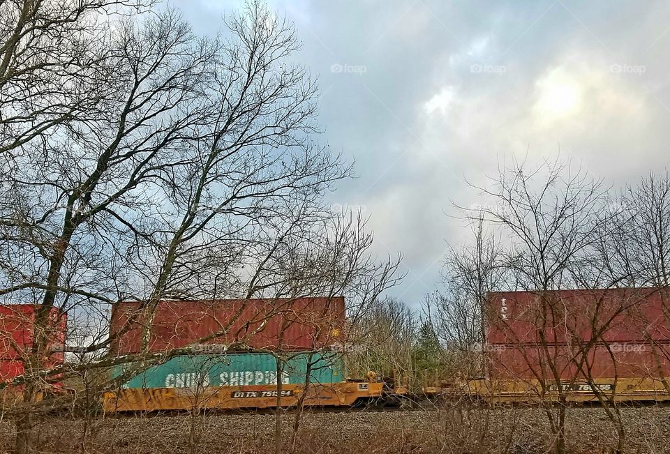 train going through town