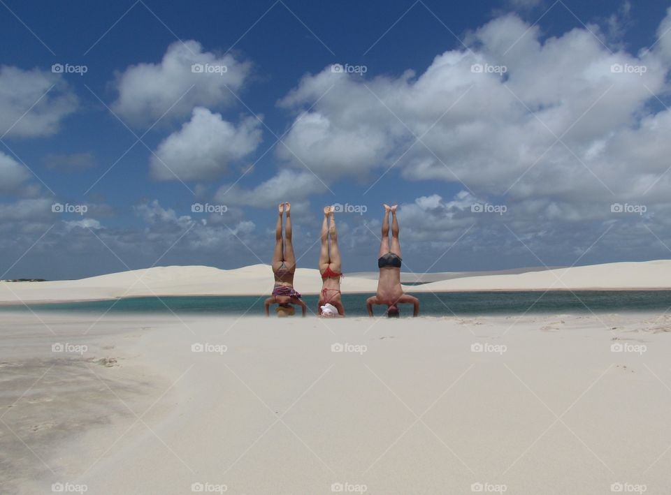 Handstands at Lençóis Maranhenses National Park