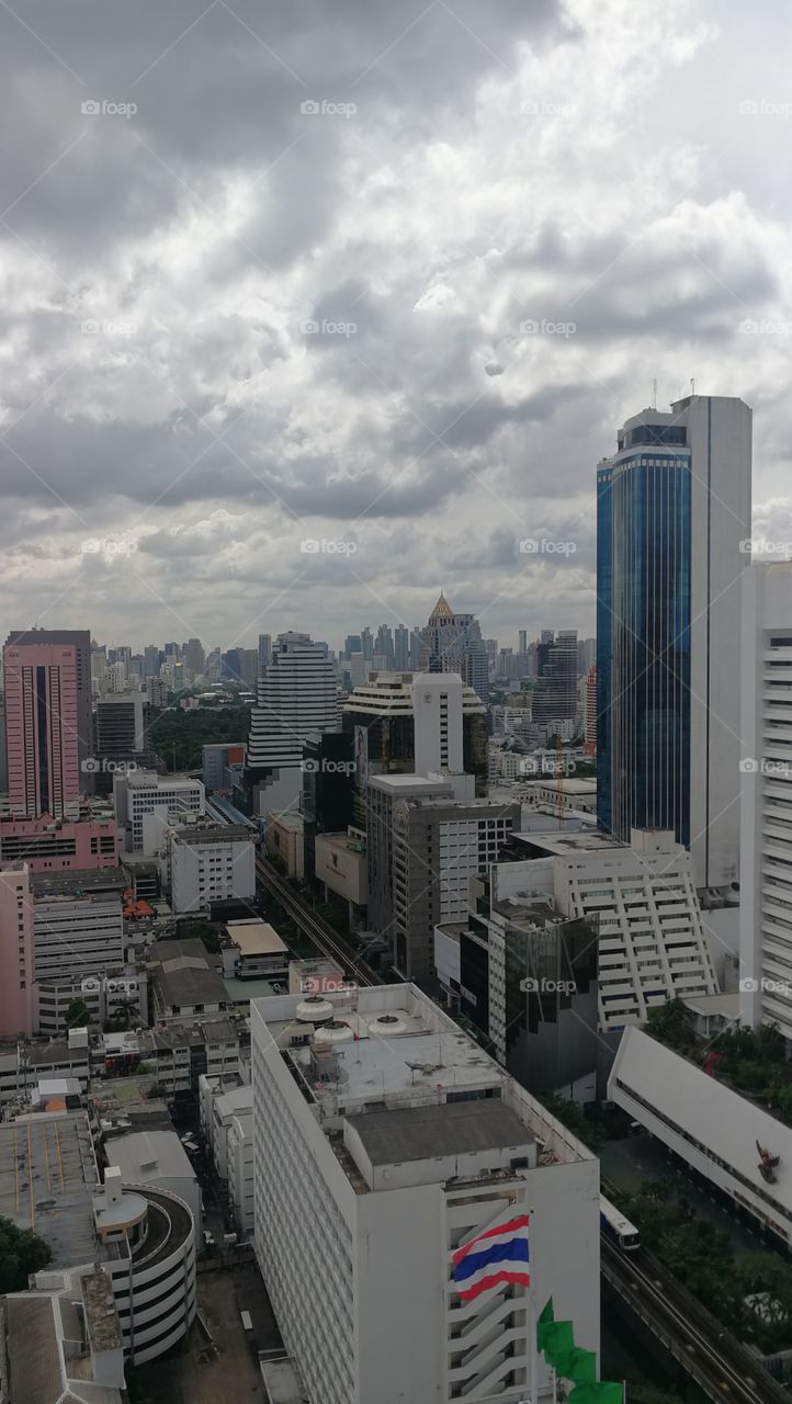 Silom in Bangkok Thailand with cityscape viewpoint