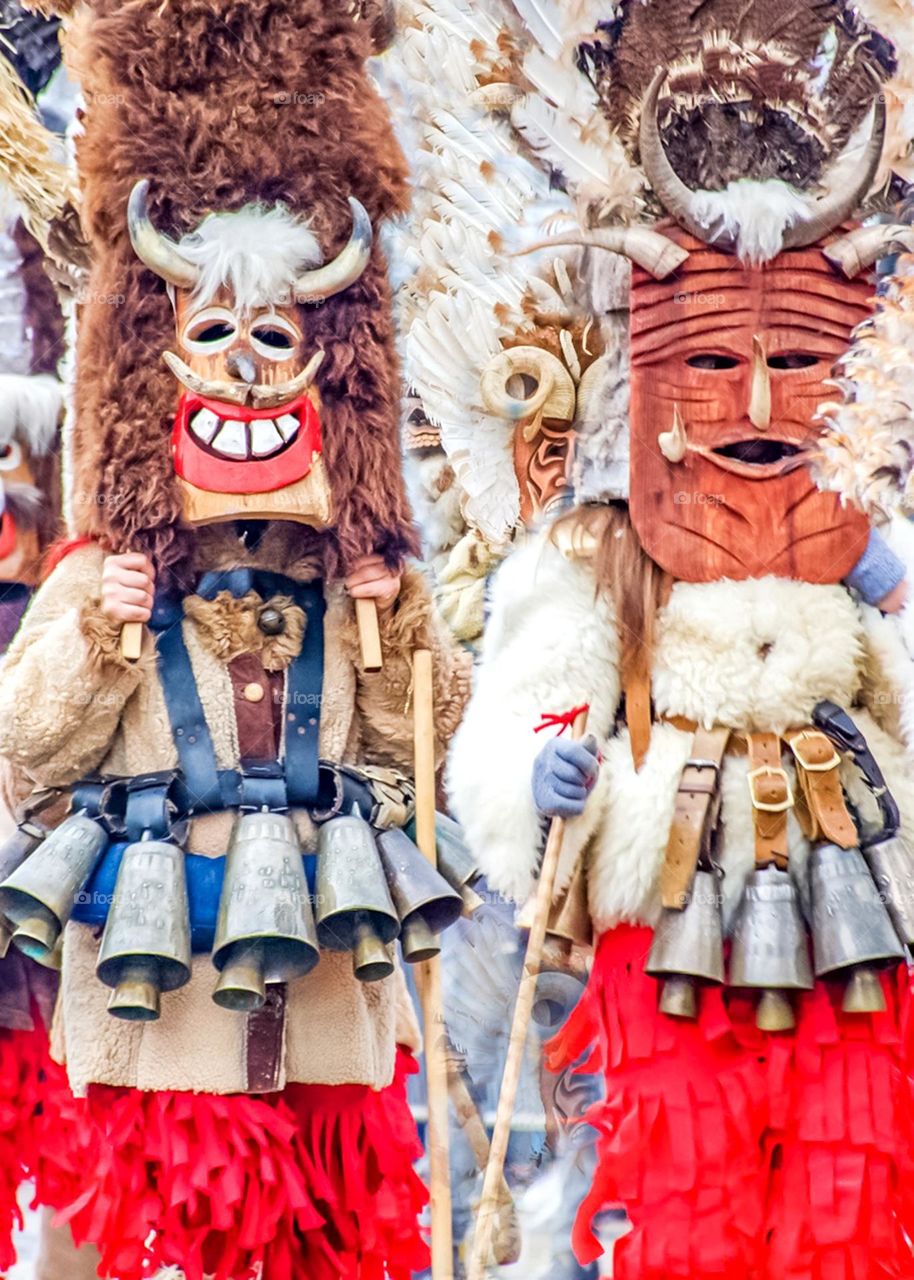 Crowd Kukeri Festival in Bulgaria