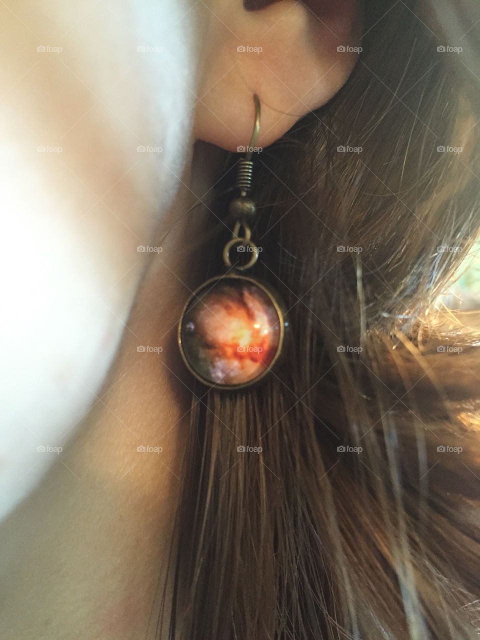 Space Earring. A photo of me wearing some lovely galaxy earrings.