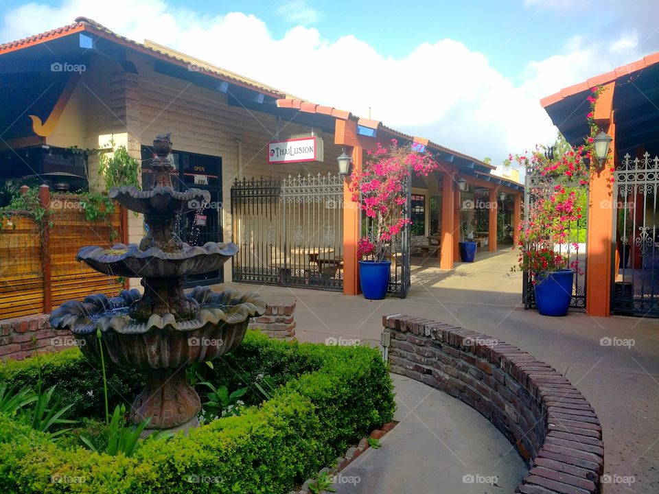 Fountain in front of ThaiLusion restaurant