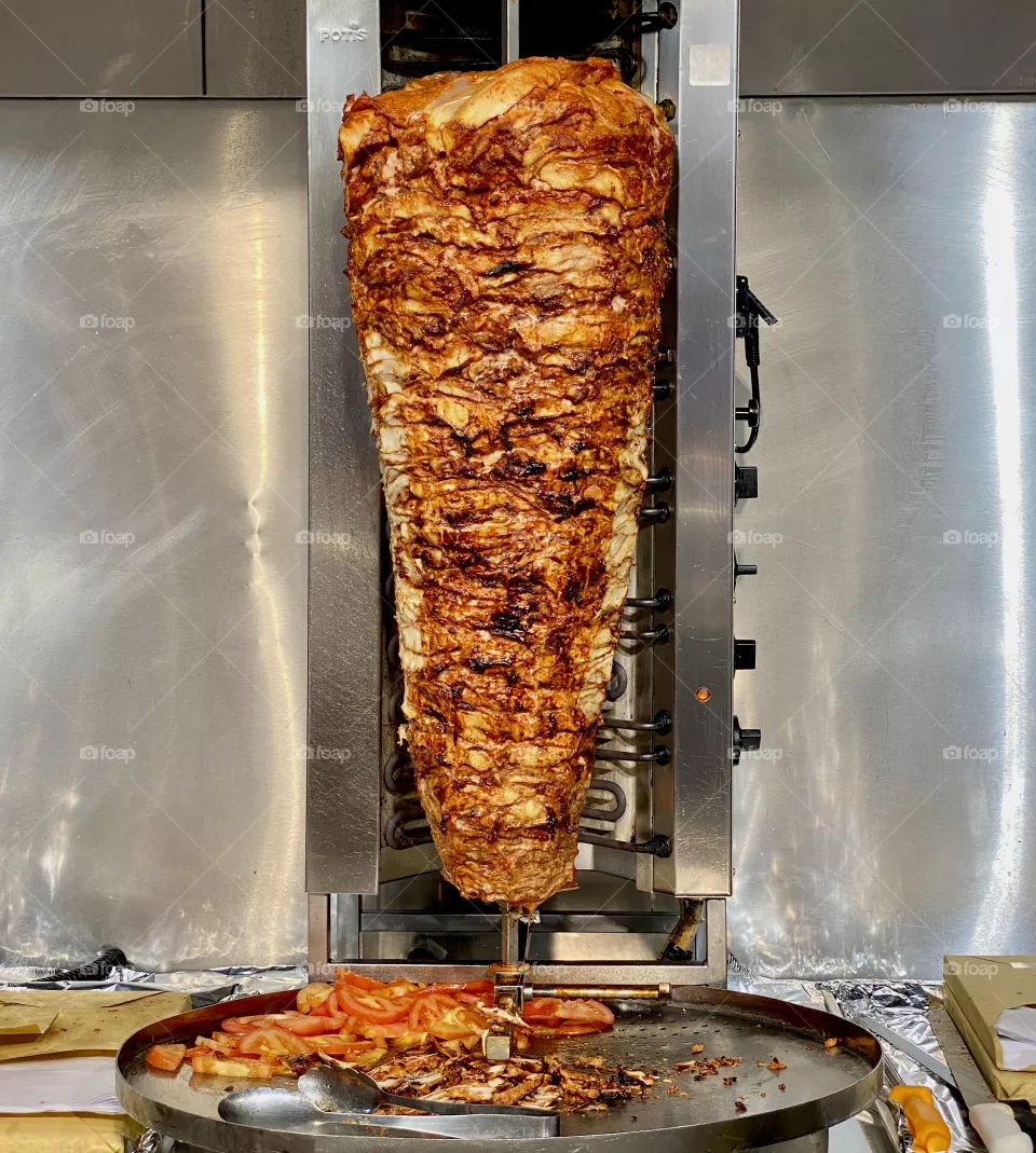 Arabic shawarma sandwich, photography of a Arabic sandwich shawarma making 