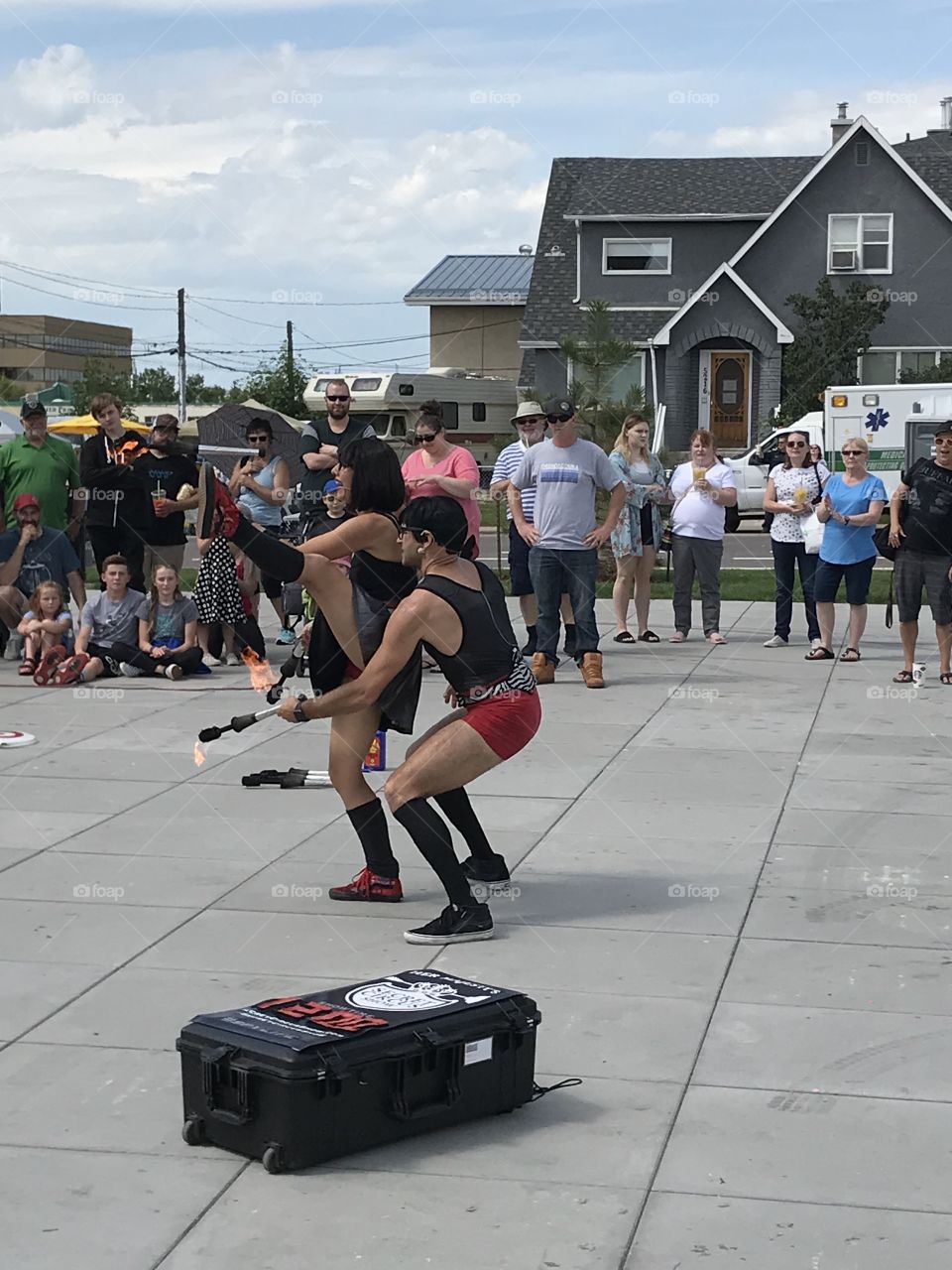 Fire juggling at Centre Fest in Red Deer.