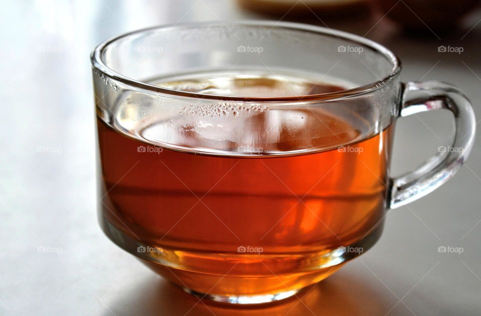 cup of tea on a table object close up