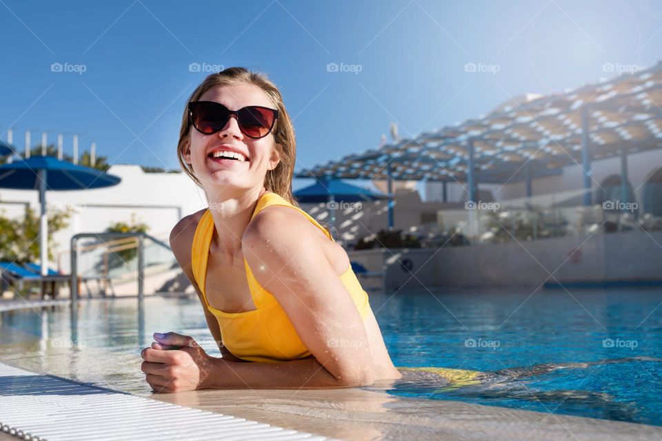 woman in pool