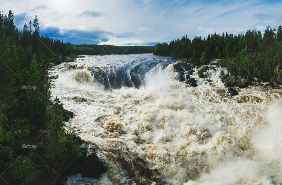 High angle view of waterfall