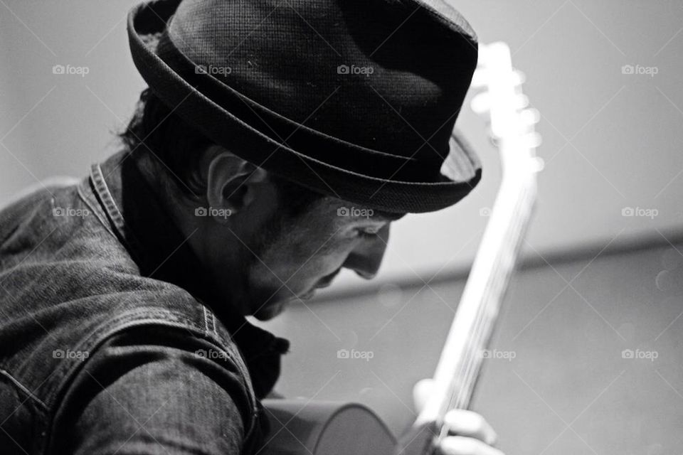 Guitarist backstage at London's Relentless Garage