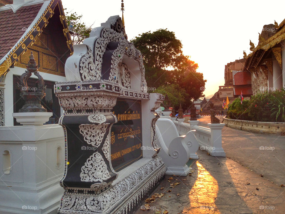 Chiangmai city pillar the way to the great pagoda,Thailand 