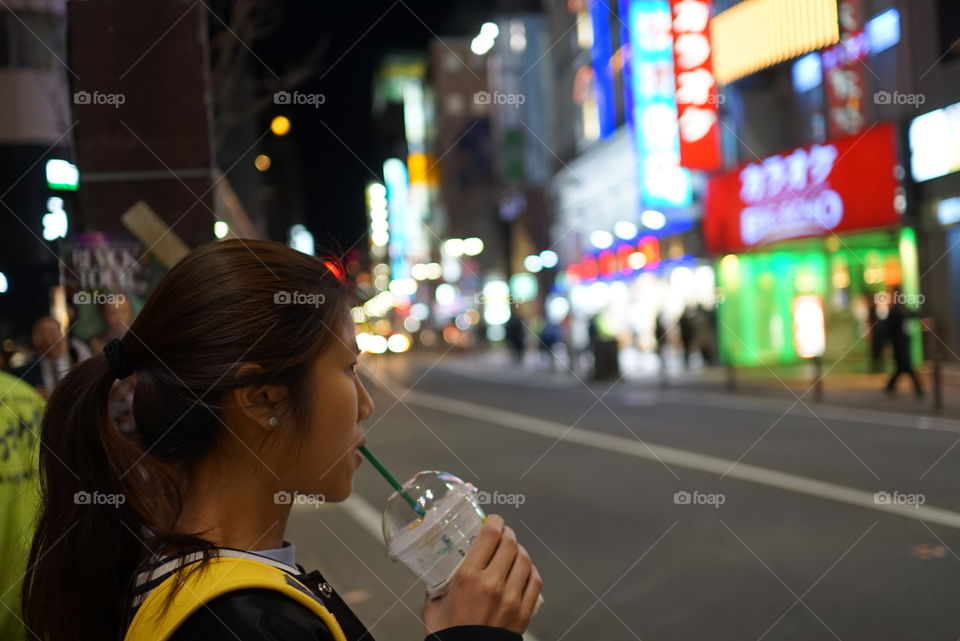 Teenager Japanese girl on Tenjin street Fukuoka 