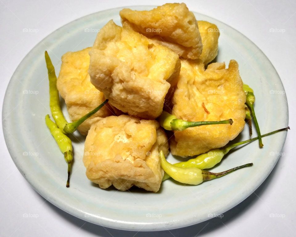 Delicious fried tofu on plate