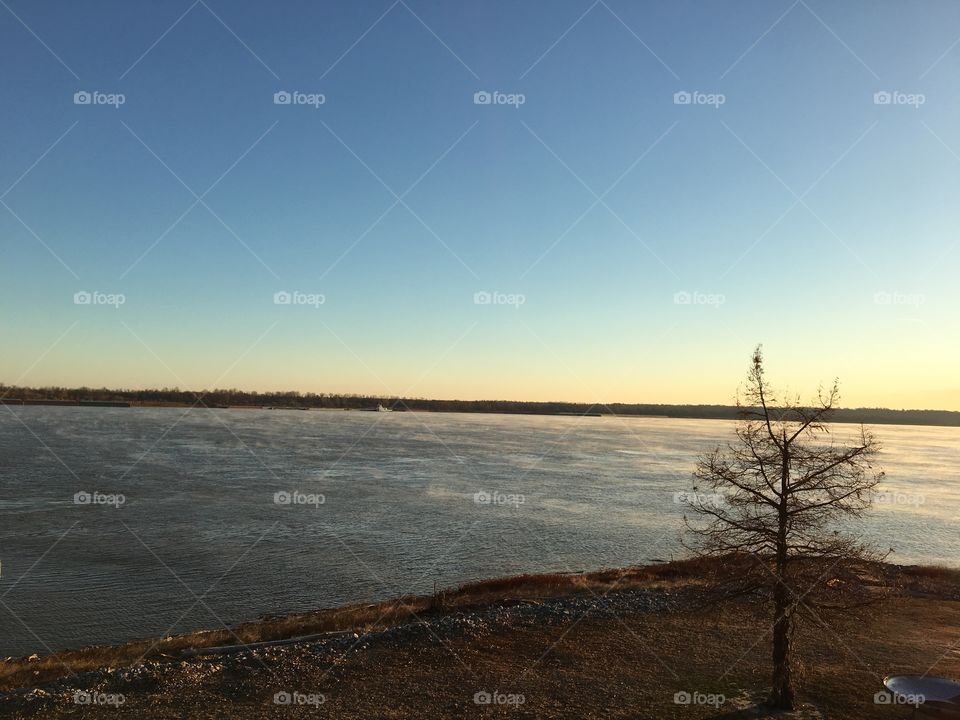 Confluence of the Ohio and Mississippi Rivers at Sunrise