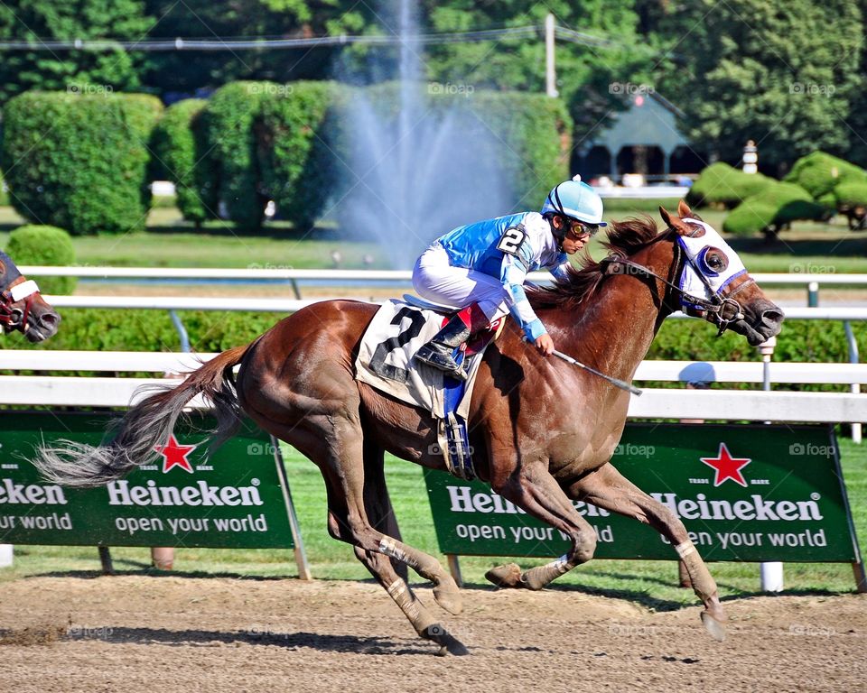 Edgar Prado. Derby winning jockey Edgar Prado winning on Shrewd One at Saratoga. 
Zazzle.com/Fleetphoto 