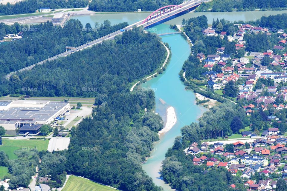 Looking down from the mountains of Salzburg.