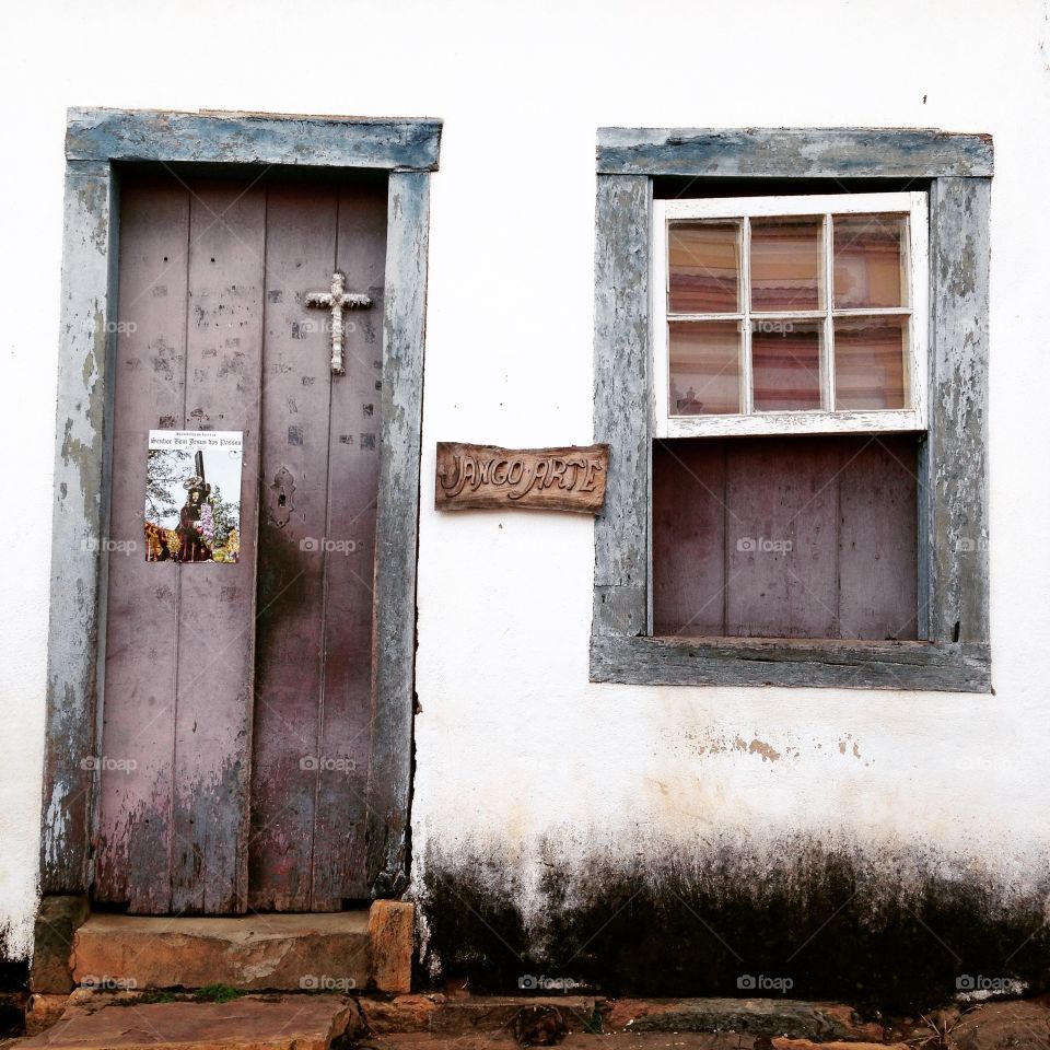 Colored window. A colored window in a small colonial town in Brazil