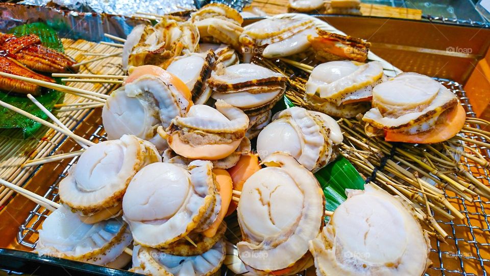 So many scalloped was sold in market.