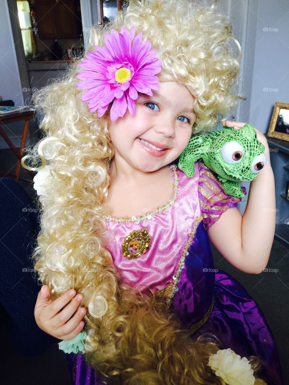 My sweet girl dressed like Rapunzel 