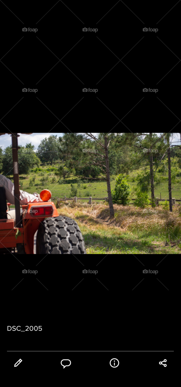 Tractor ride through the field