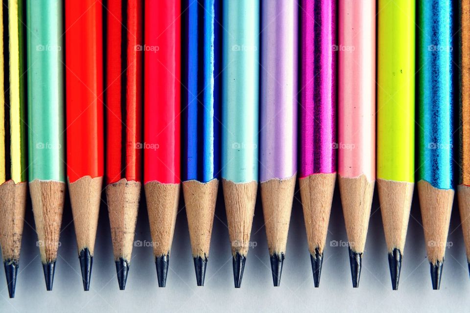 colorful sharpened pencils