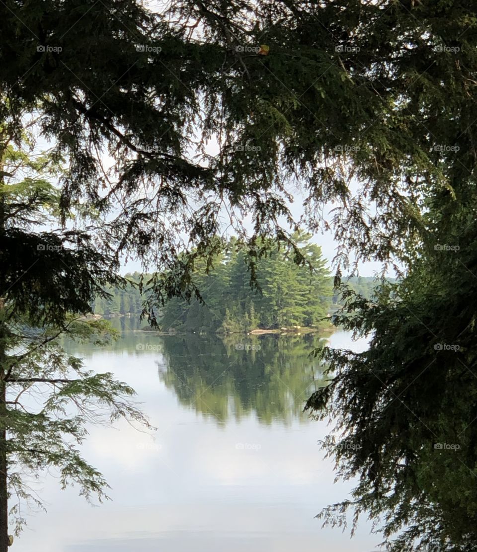 View of Island on Lake, in Northern Ontario 