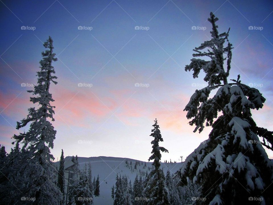 Sunset in mountains