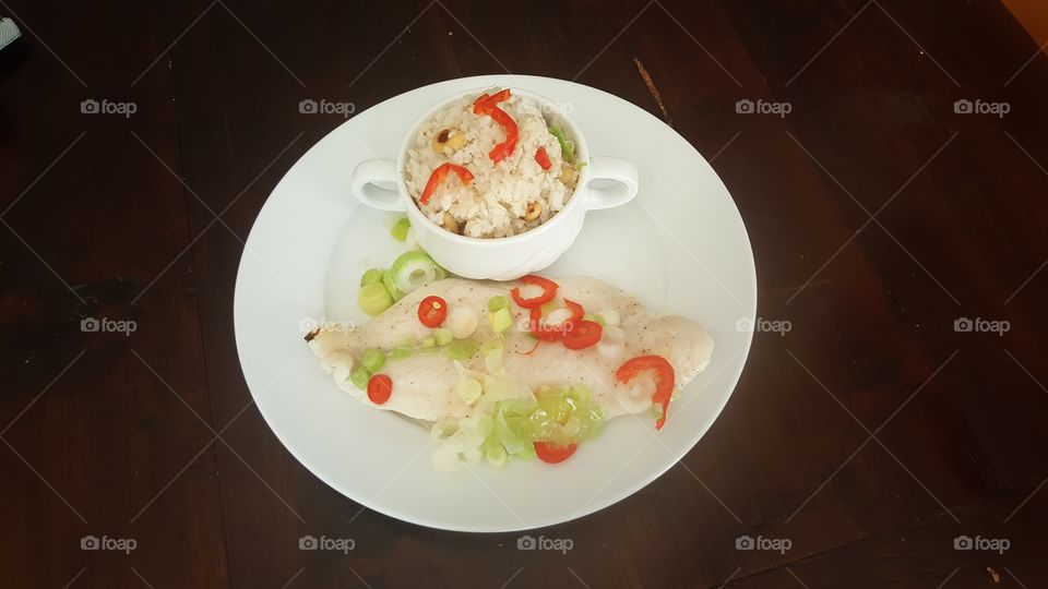 Rice dish with some white fish
