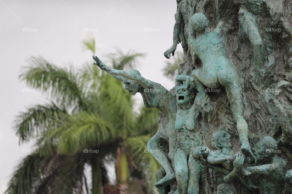 Holocaust Statue with Scary People 