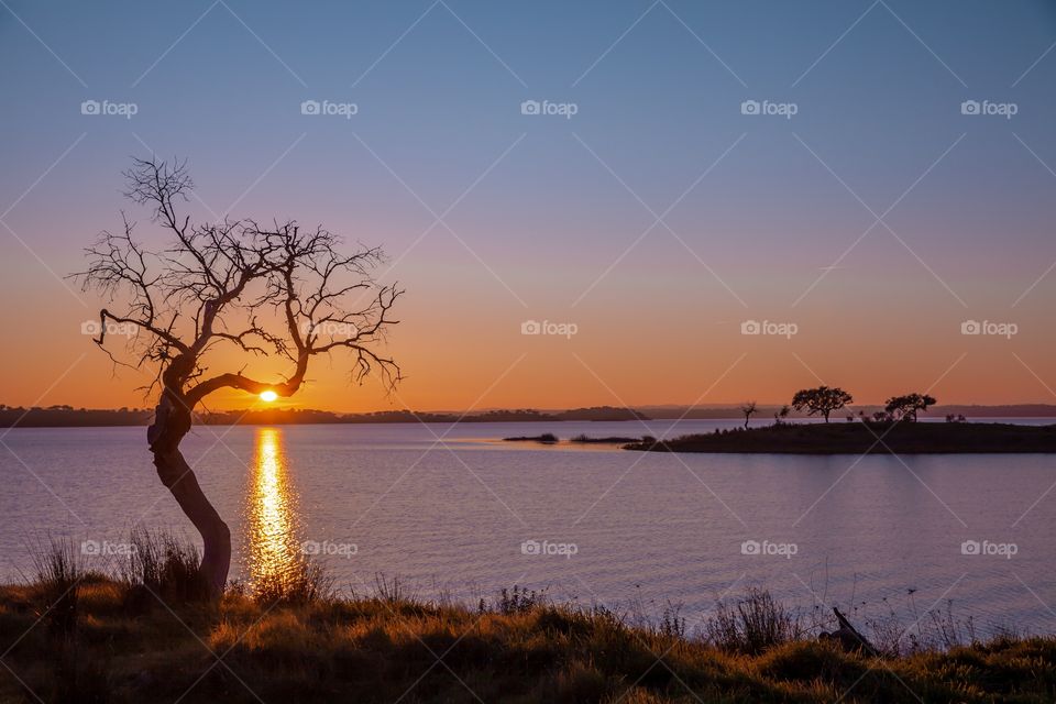 Sunset at the Reservoir Alqueva Portugal 
