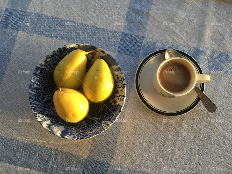 Pears and coffee