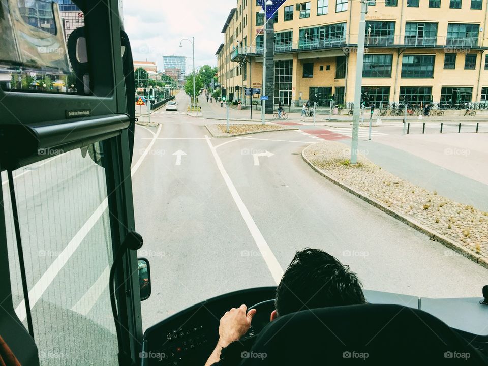 From inside the bus